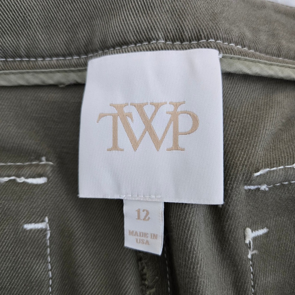 TWP Womens Army Green Side Stripe Utility Pants Contrast Stitch Size 12 - Picture 4 of 8